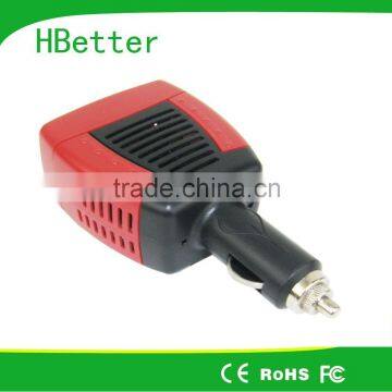 DC 12V to AC 110v 220V 75W Mini car inverter with USB port.