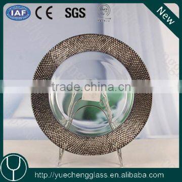 Top grade silver rimed lead free charger plate chape plate wholesale old fashion                        
                                                                                Supplier's Choice