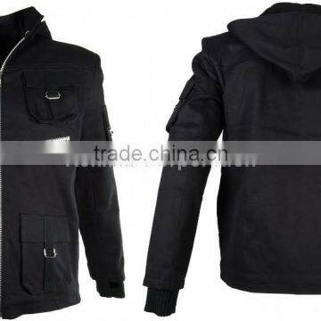 MENS BLACK GOTHIC JACKET STEAMPUNK WITH HOODY