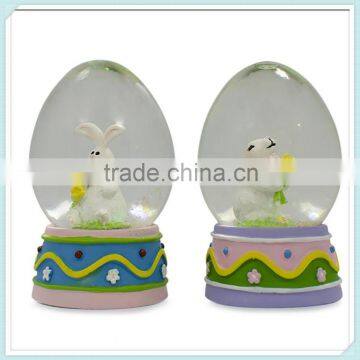 Egg shaped resin rabbit bunny easter water globe