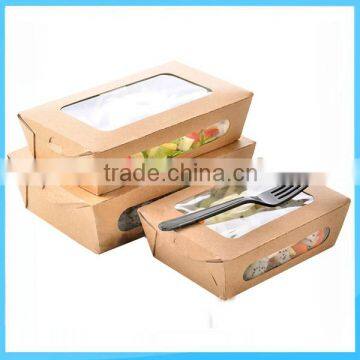 High quality PE craft paper salad box ,paper box with window,paper salad box printed