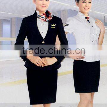 Formal airline stewardess uniform red air hostess costume for air hostess uniform