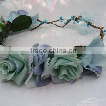 HL014 Fashion women tiara flower garland crown headband wholesale wedding garland crown