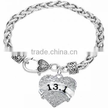 Genuine Austrian Clear Crystal " 13.1 " Charm Chain Link Bracelet