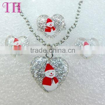 2016 top selling Father Christmas design young girl earring costume locket jewelry set for lady