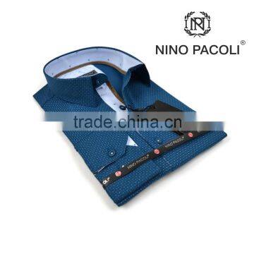 Stylish Mens Shirts From Turkey - Elegant Men's Shirts - Long Sleeve Shirts - White Polka Dot Men's Shirts Long Sleeve Shirts