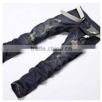 2015 Custom/OEM Distress High Rank Fabrics Material Cotton Denim Distress Jeans