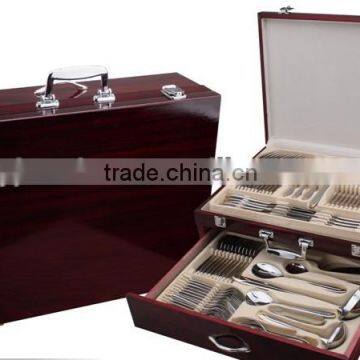 stainless steel 72pcs cutlery set with wooden box packing and hotel using