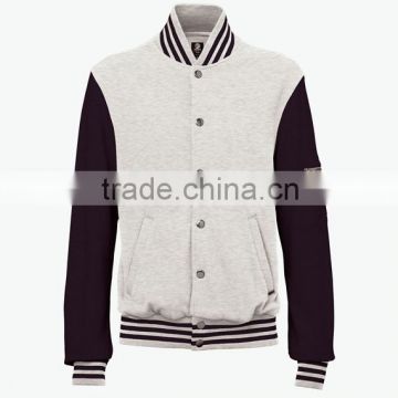 Varsity/Letterman/College Style Fleece Jacket made Grey Fleece