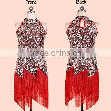 Latin stage performance dress with Sequins and tassels