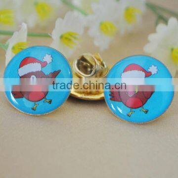 custom round epoxy Christmas metal pin badge