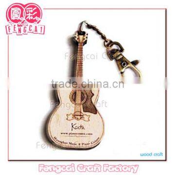 Wooden Instrument Guitar Shaped keychain for promotion gift or tourist souvenir