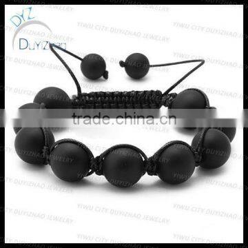 High quality 14mm matte agate shamballa bracelet