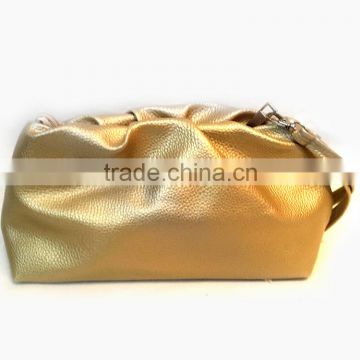 2016 wholesale cosmetics bag brand new gold cosmetic bag with factory custom