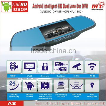 DTY car wireless reversing camera with rearview mirror,1080p full hd car dvrA8