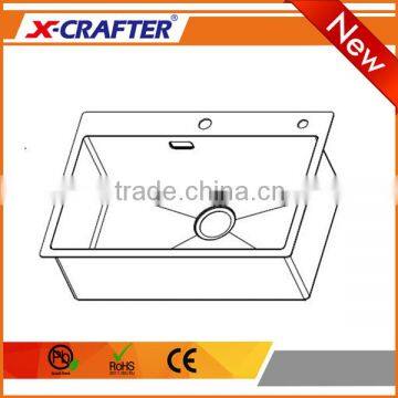 Single Bowl Design Rectangular 304 Stainless Steel Kitchen Sink Without Apron photo-3