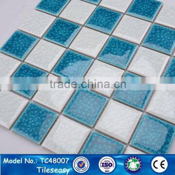 cheap blue and white glazed ceramic swimming pool mosaic tiles