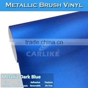 CARLIKE Chrome Metallic Brushed Dark Blue Film For Car Wraps