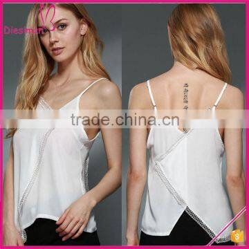 Lace Trim Cami White New Wrap Lace Designer Casual Top Women White Tank Top