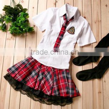 2015 new fashion t-shirt school dress sex school girl uniform