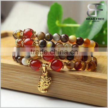 Multilayer Tibetan Natural Sardonyx Coffee Agate Mala Bead Prayer Wrap Bracelet Necklace