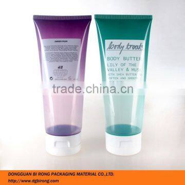 50mm clear plastic cosmetic tubes with flip top cap