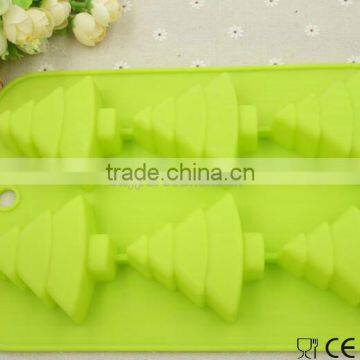 Hot sale Eco-friendly 6 Cavity Christmas Tree Silicone cake mold Soap molds