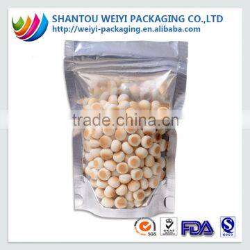 resealable stand up transparent aluminum foil packaging bag printing