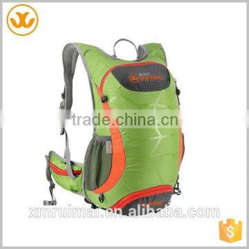 Good quality custom logo adjustable straps green water resistance polyester hiking bike backpack