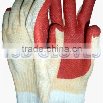 Orange rubber palm coated gloves