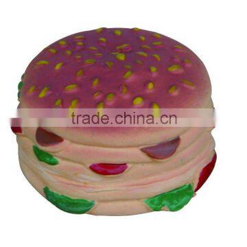 latex hamburger chewing pet toy with squeaky