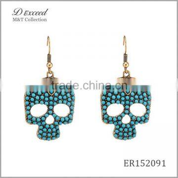 Wholesale Jewelry Fashion Designs Ladies/Women's Ethnic Bohemian Skull Green Beaded Earrings Dangle Earrings