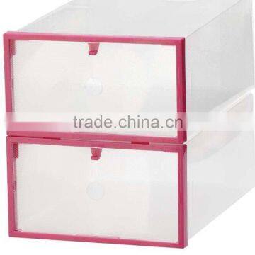 Home packaging box clear lady PP shoe box with plastic frame