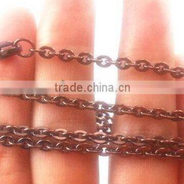 SN037 wholesale stainless steel popular coffe plated flat rollo chains