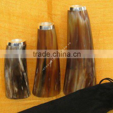 Set of 3 buffalo horn candle holder