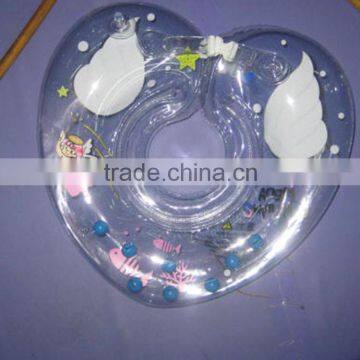 hot sale heart shape baby swim neck ring , transparent inflatable neck ring