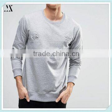 2016 wholesamle Man Sweatshirt With Raised Emboss Detail Custom Sweatshirt