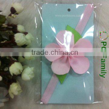 Pink Flower Fold Over Elastic Headband