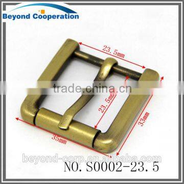 23.5MM shoe buckle with roller burnish satin brass buckle retangle roller buckle