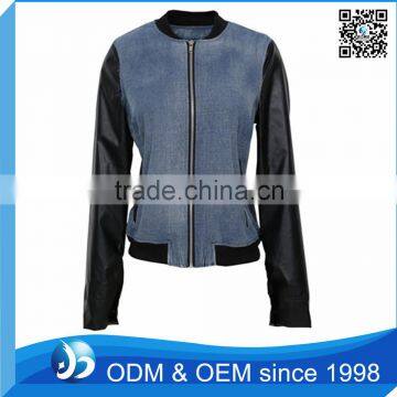Design Women Jacket, Denim Jacket Leather Sleeves