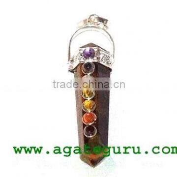 Tiger Eye Seven Chakras Brigde Pendant