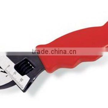 Red PVC Handle Adjustable Wrench with Scale