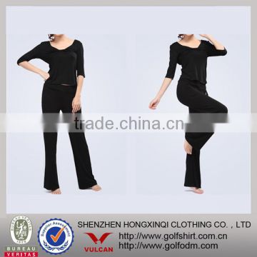 Natural Bamboo Mateiral Black V neck Fitness Yoga Wear Sportswear