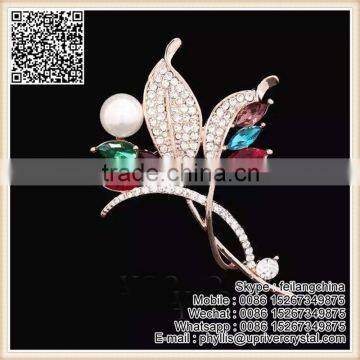 Gilded Delicate White Crystal Corsage Brooch For Wedding Party Costume photo-4