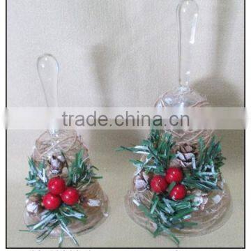 Decorative Hanging Glass Bell with Chirstmas fruits