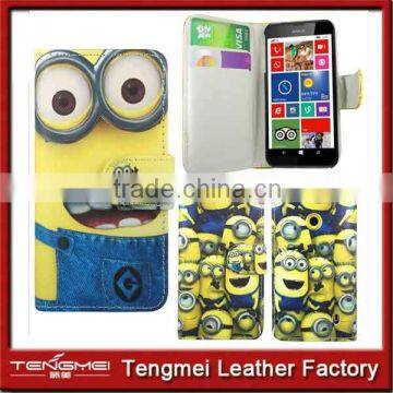 Coque Housse Etui Minion pu Leather Wallet Book Case Cover For Nokia Lumia 635