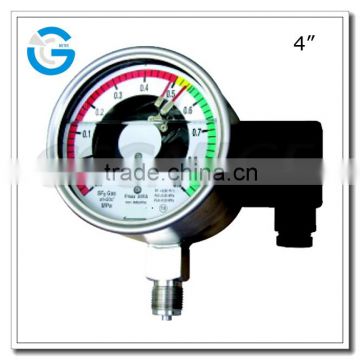 High quality 4 inch stainless steel electric contact SF6 pressure gauges