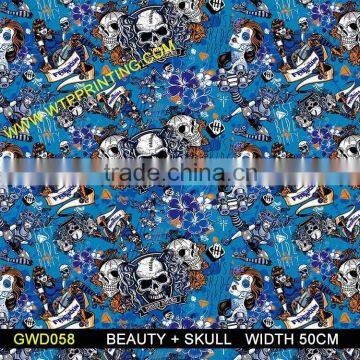 Wholesale Skull Pattern Water Transfer Printing Film/ Hydrographic Film GWD058 WIDTH 50CM