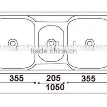 Gourmet Triple Bowl Top Mount Stainless Steel Kitchen Sink B6 photo-2