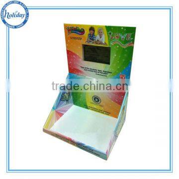 Colorful printing cardboard counter display units with lcd monitor vedio